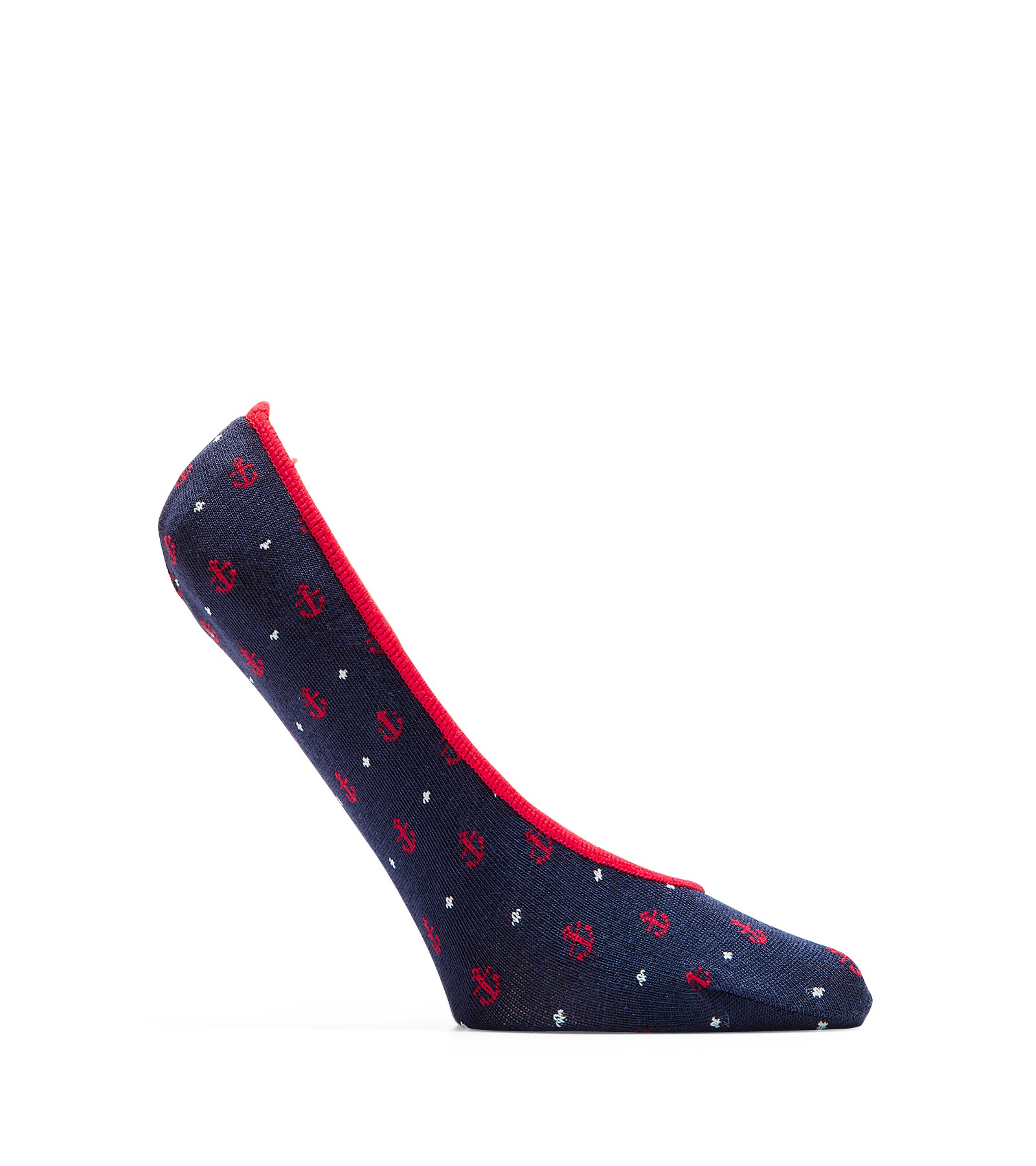 ColeHaan-Anchor Dot No-Show Socks-mw2182-Marine Blue-True Red