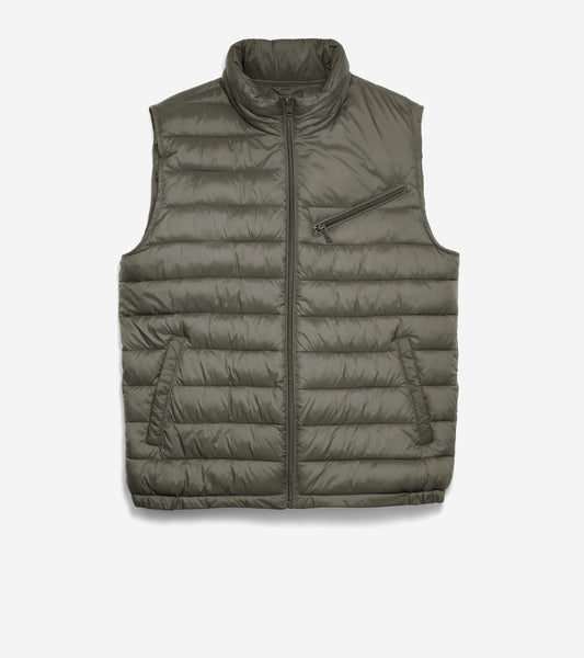 t40290-Men's Zip Front Quilted Vest-Olive