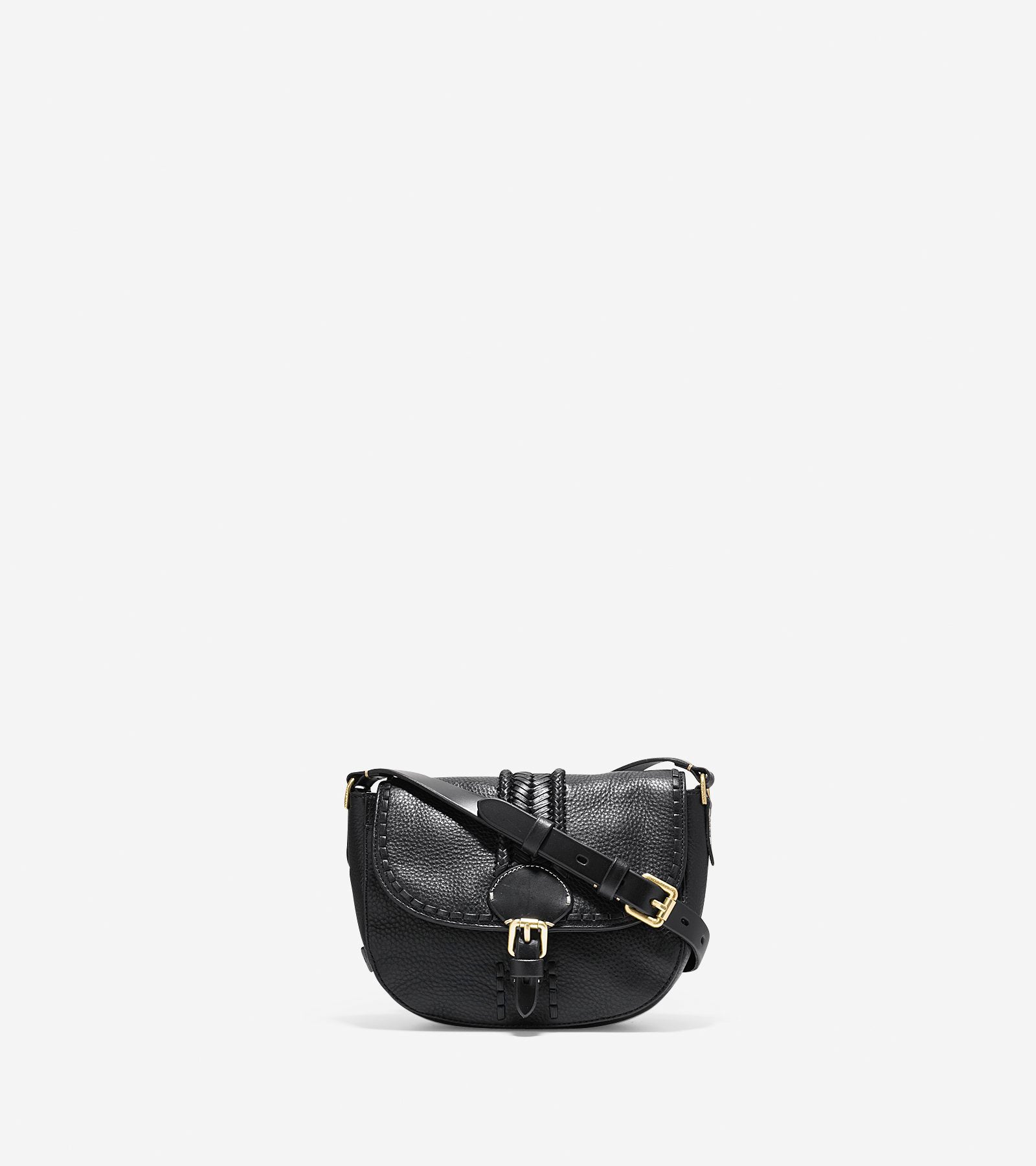 ColeHaan-Loralie Whipstitched Mini Saddle Bag-u02870-Black