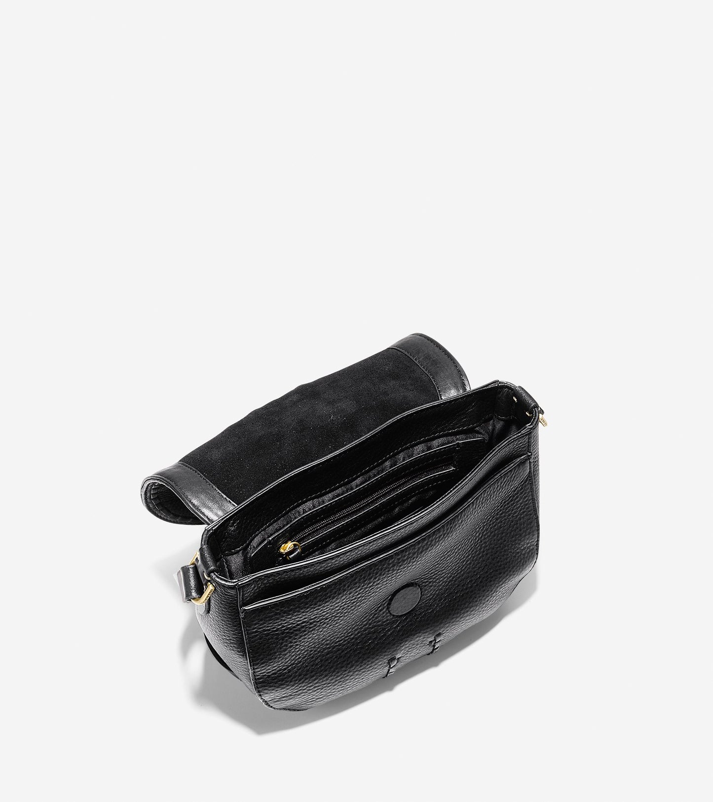 ColeHaan-Loralie Whipstitched Mini Saddle Bag-u02870-Black