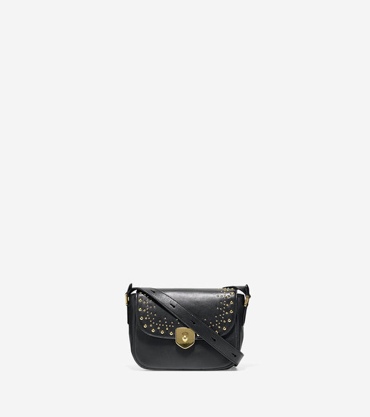 ColeHaan-Marli Studded Mini Saddle Bag-u02938-Black