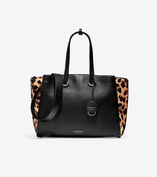 ColeHaan-Grand Ambition Satchel-u04136-Black-Jaguar Print Haircalf