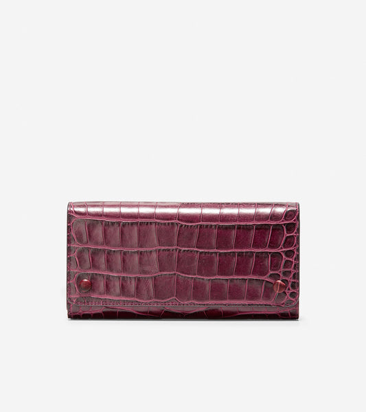 ColeHaan-GRANDSERIES Flap Continental Wallet-u04216-Winetasting Embossed Croc