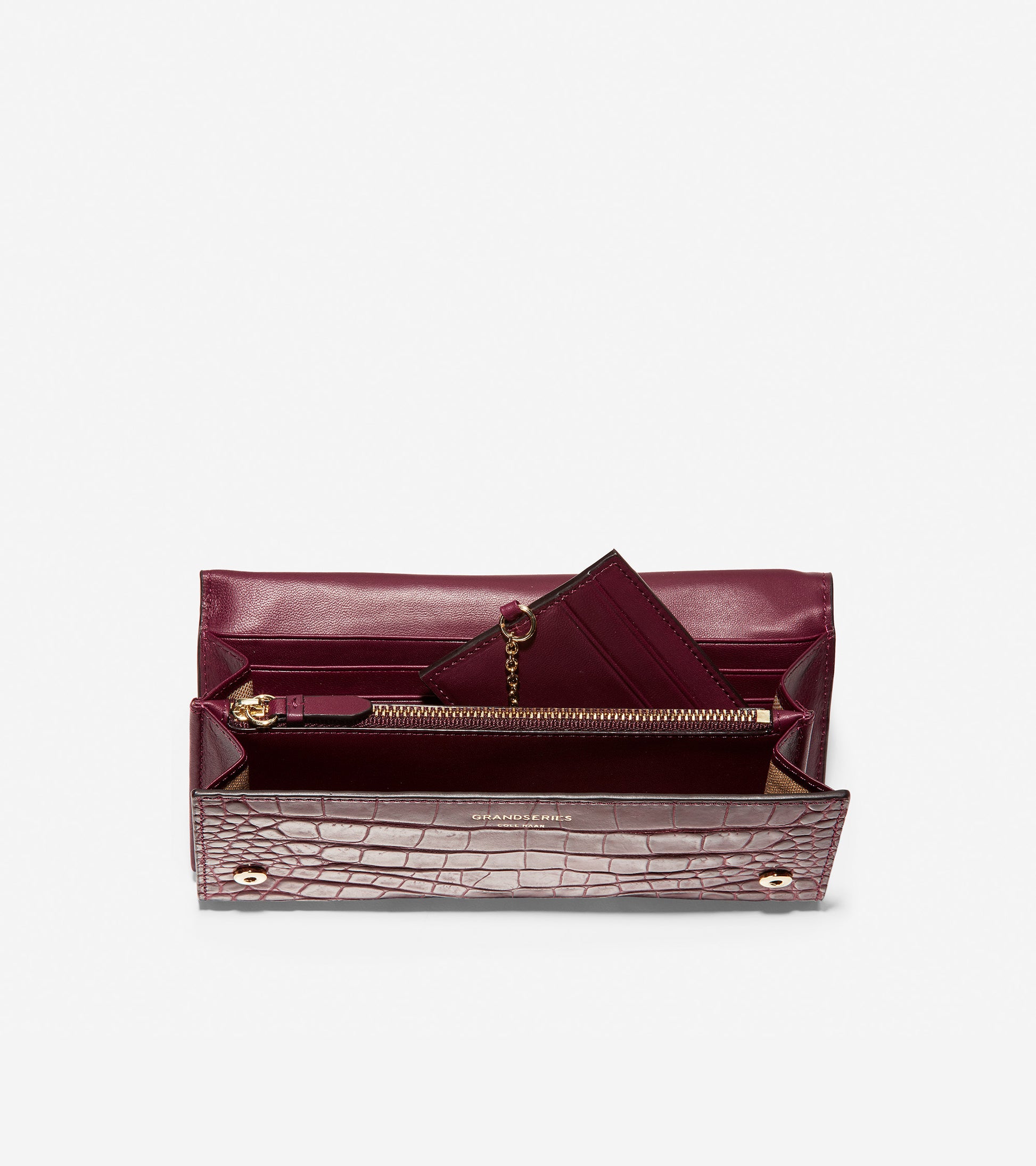 ColeHaan-GRANDSERIES Flap Continental Wallet-u04216-Winetasting Embossed Croc