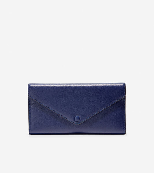 ColeHaan-GRANDSERIES Flap Trifold Envelope Wallet-u04222-Marine Blue