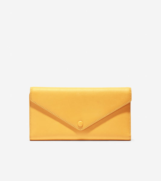 ColeHaan-GRANDSERIES Flap Trifold Envelope Wallet-u04225-Nugget Gold