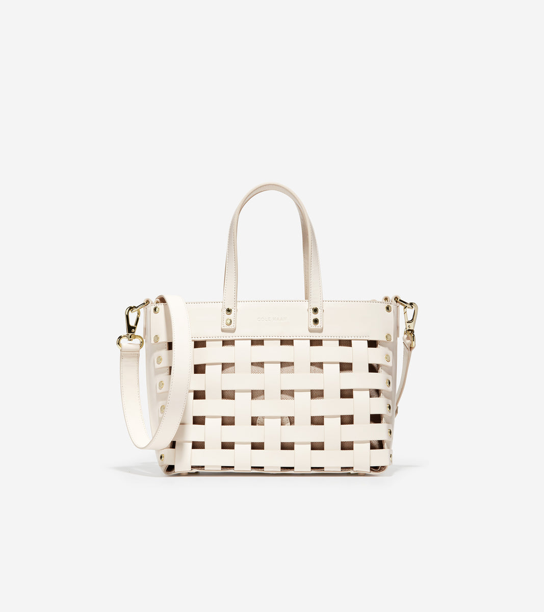 ColeHaan-Leather Basket Tote Bag-u04367-Ivory Leather