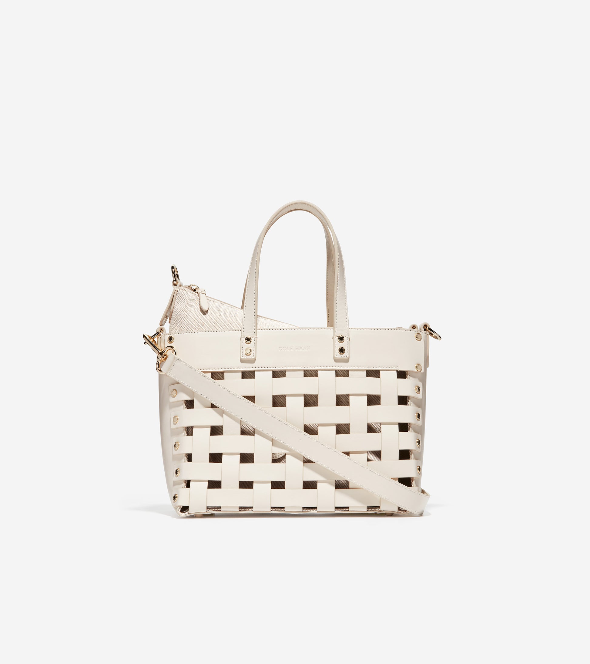 ColeHaan-Leather Basket Tote Bag-u04367-Ivory Leather