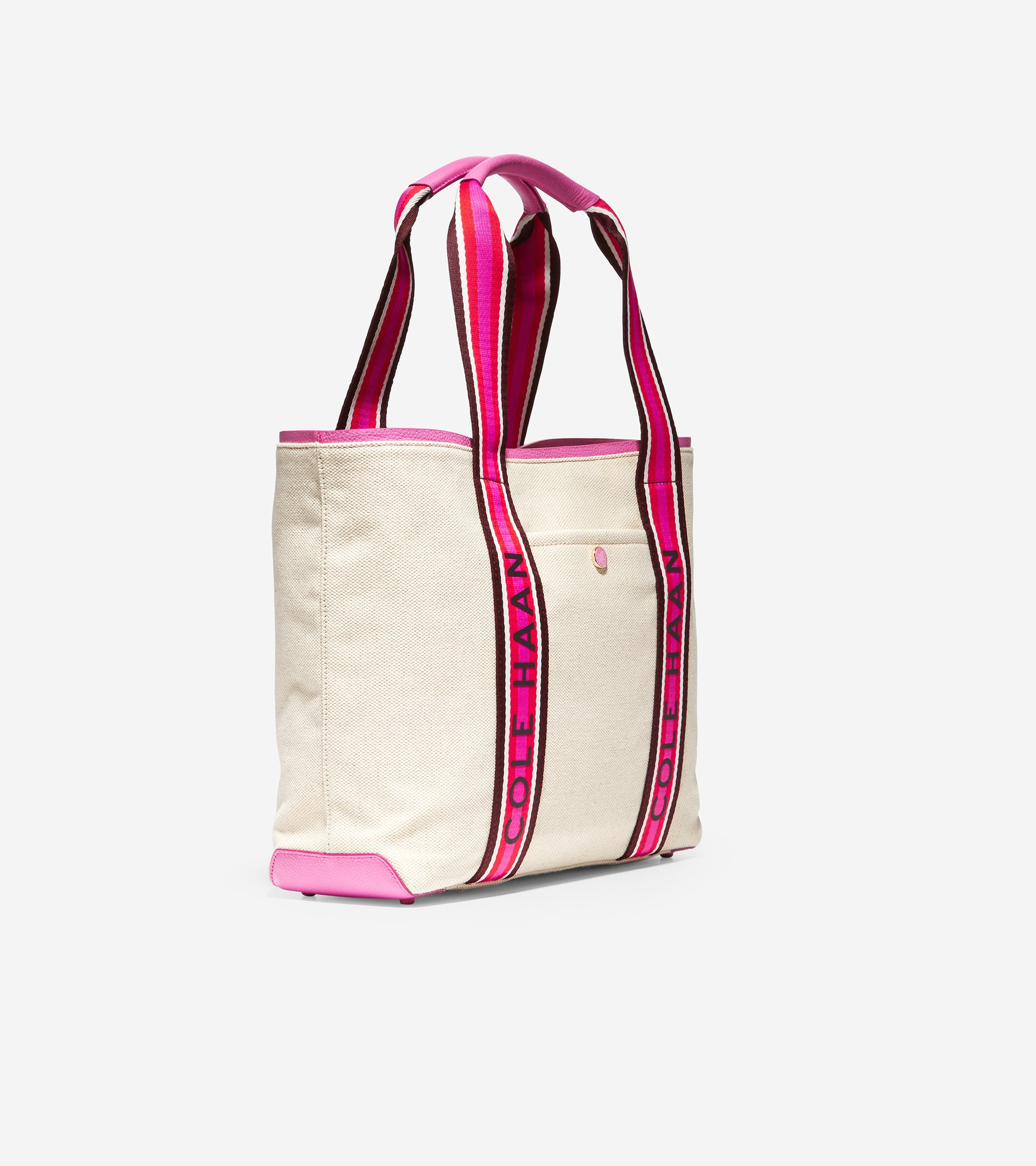 ColeHaan-Summer Canvas Tote Bag-u04368-Natural Canvas-Super Pink