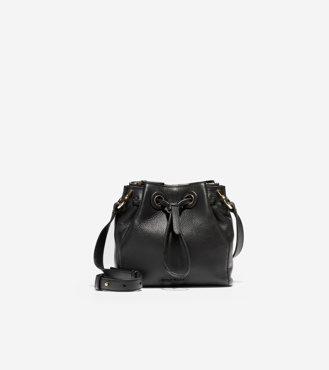ColeHaan-Grand Ambition Mini Drawstring Bag-u04370-Black Leather