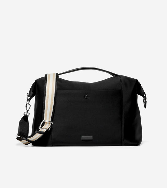 ColeHaan-Grand Ambition Weekender Duffle Bag-u04379-Black Neoprene-Ivory