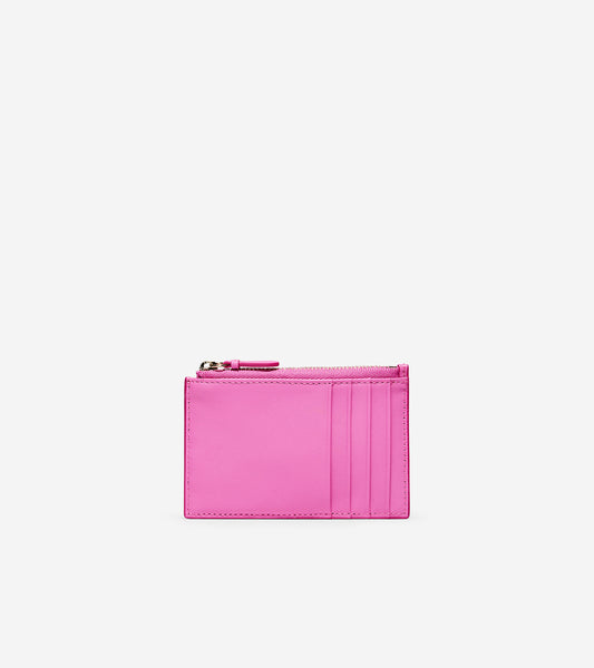 ColeHaan-GRANDSERIES Card Case with Zip-u04481-Super Pink Leather