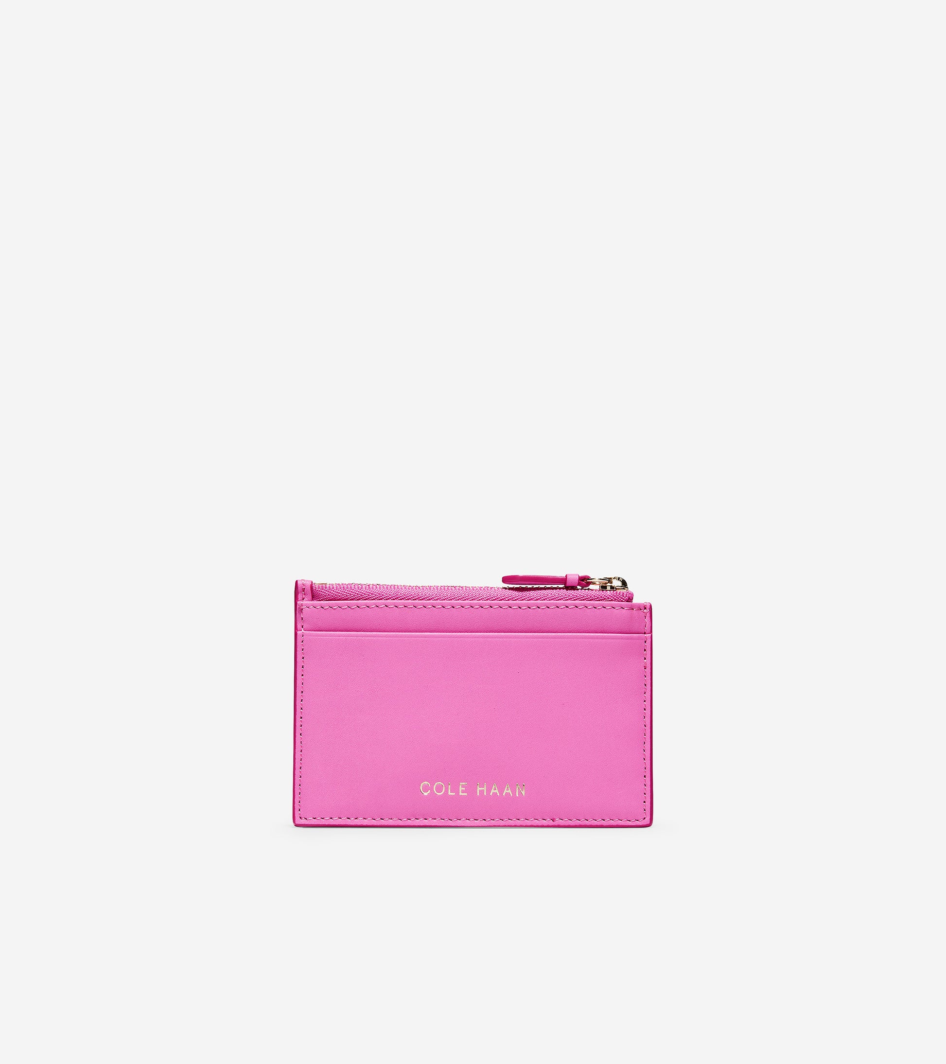 ColeHaan-GRANDSERIES Card Case with Zip-u04481-Super Pink Leather