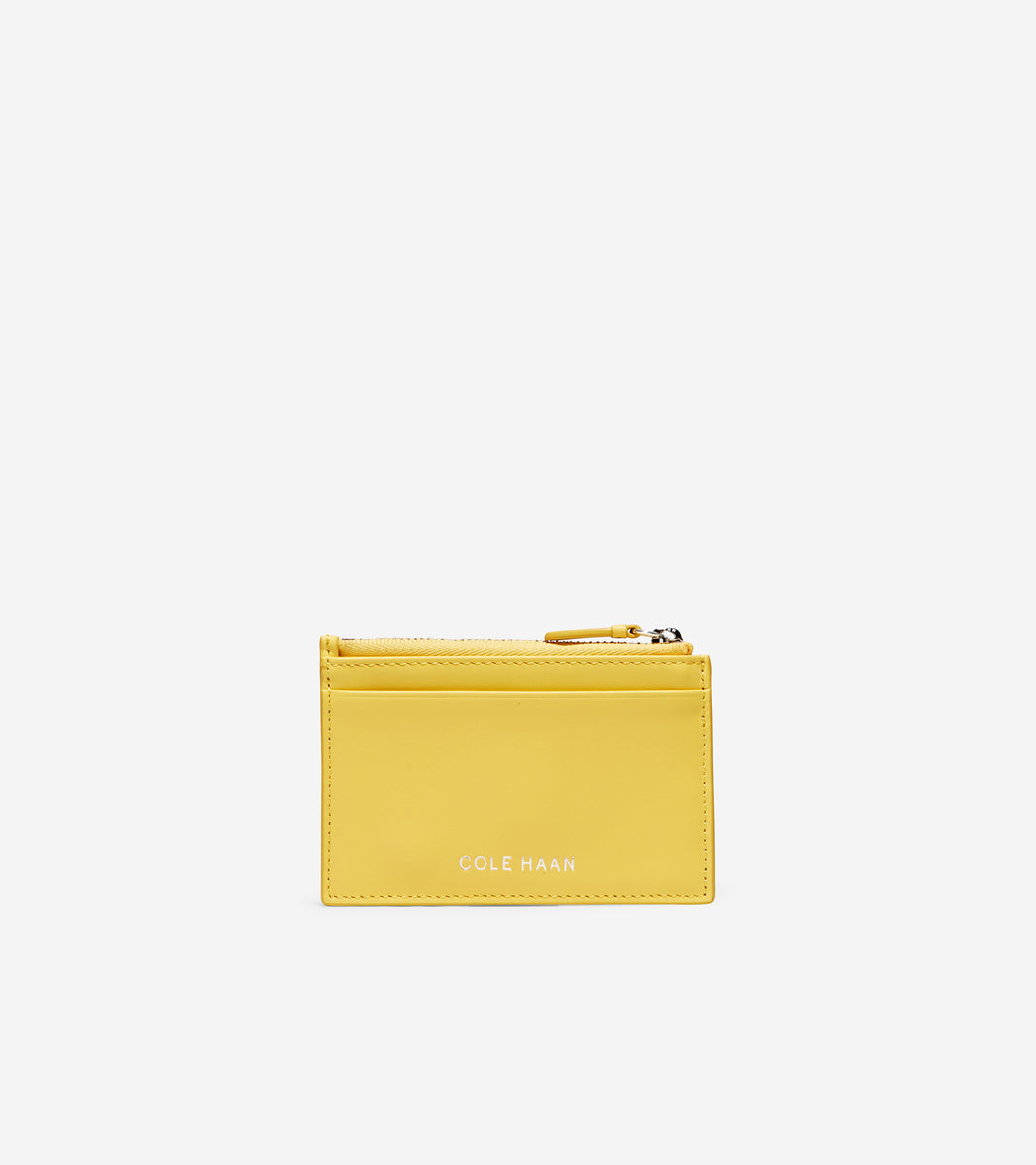 ColeHaan-GRANDSERIES Card Case with Zip-u04482-Lemon Drop Leather