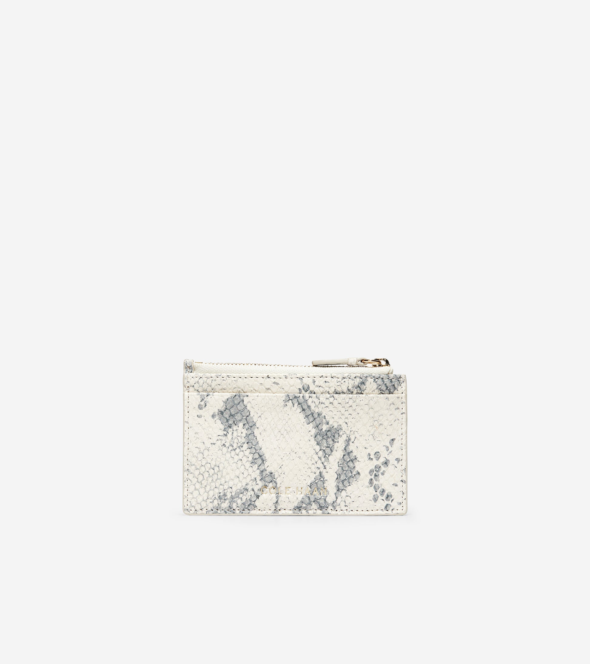 ColeHaan-GRANDSERIES Card Case with Zip-u04484-Ivory Roccia Leather