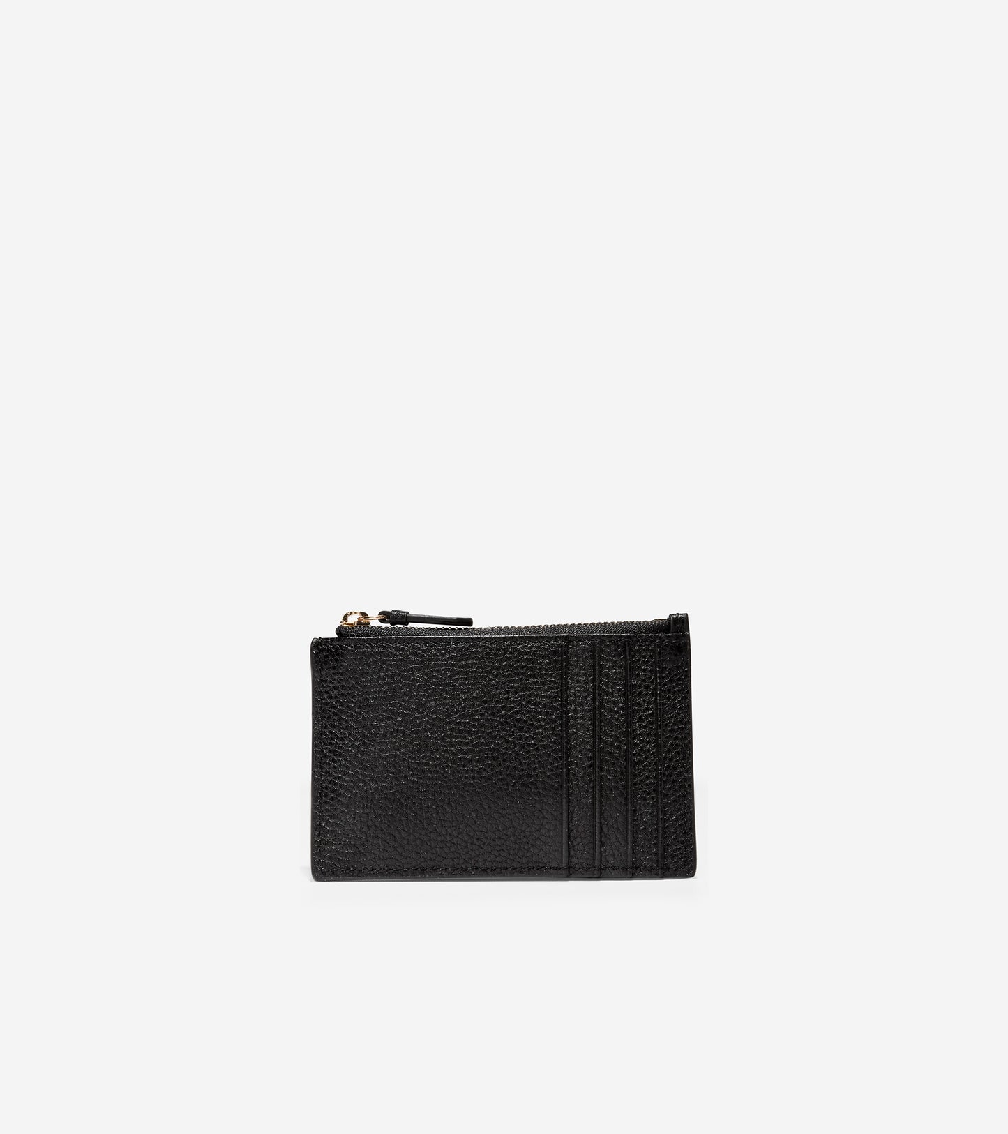 ColeHaan-GRANDSERIES Card Case with Zip-u04501-Black Pebbled Leather