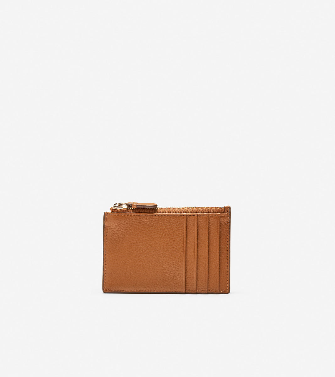 u04502-GRANDSERIES Card Case with Zip-British Tan Pebbled Leather