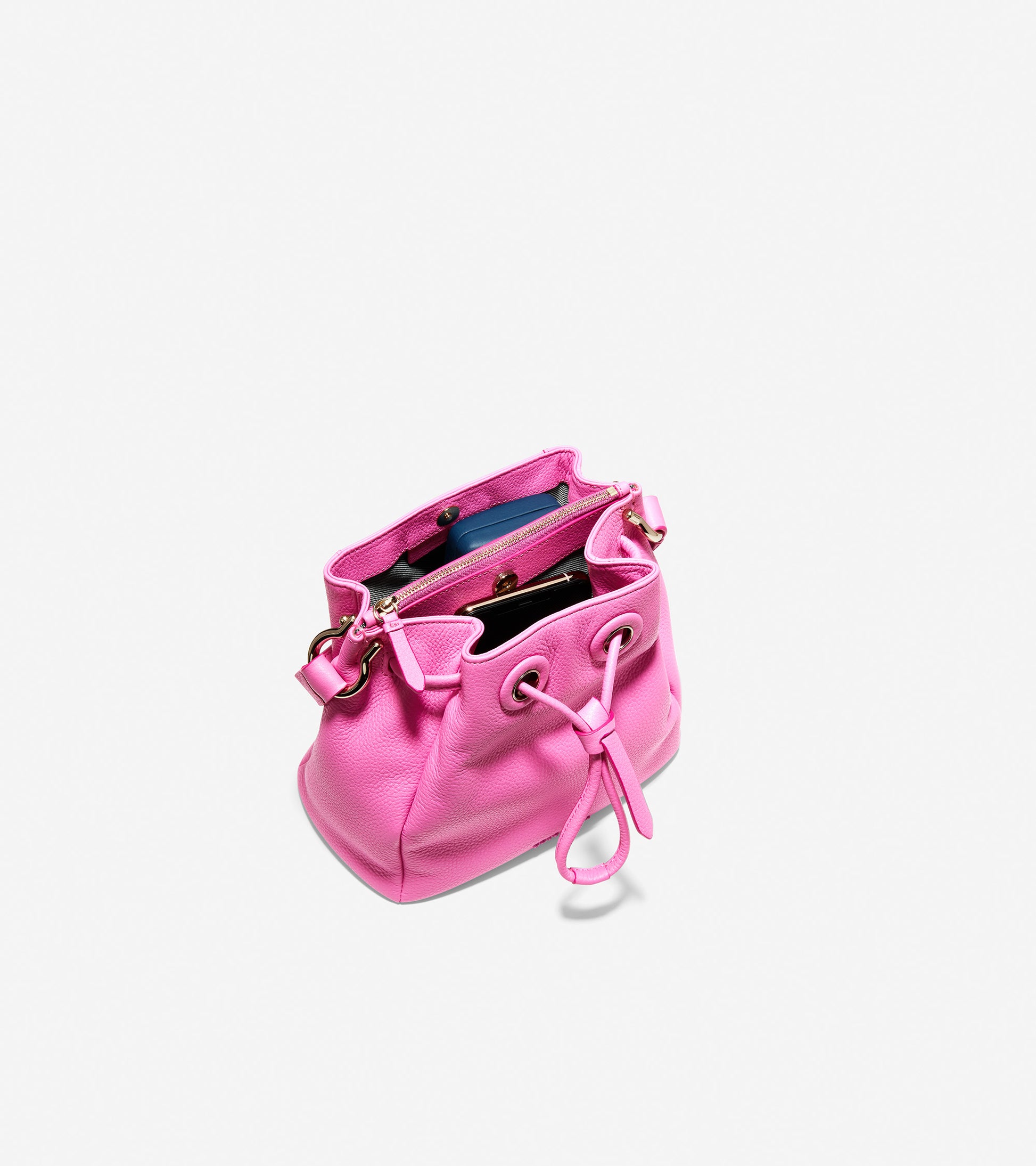 ColeHaan-Grand Ambition Mini Drawstring Bag-u04642-Super Pink Leather