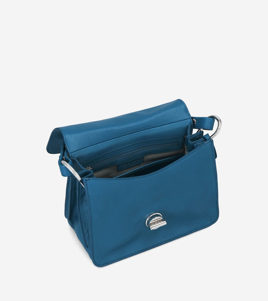 ColeHaan-Small Turnlock Top Handle Bag-u04708-Ink Blue