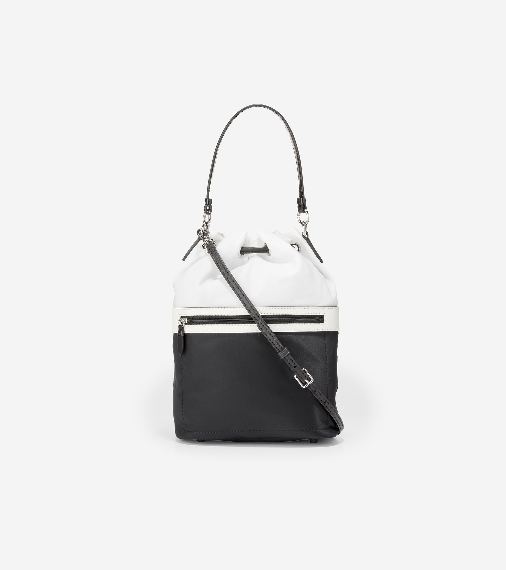 ColeHaan-Nylon Drawstring Crossbody-u05469-White-Black