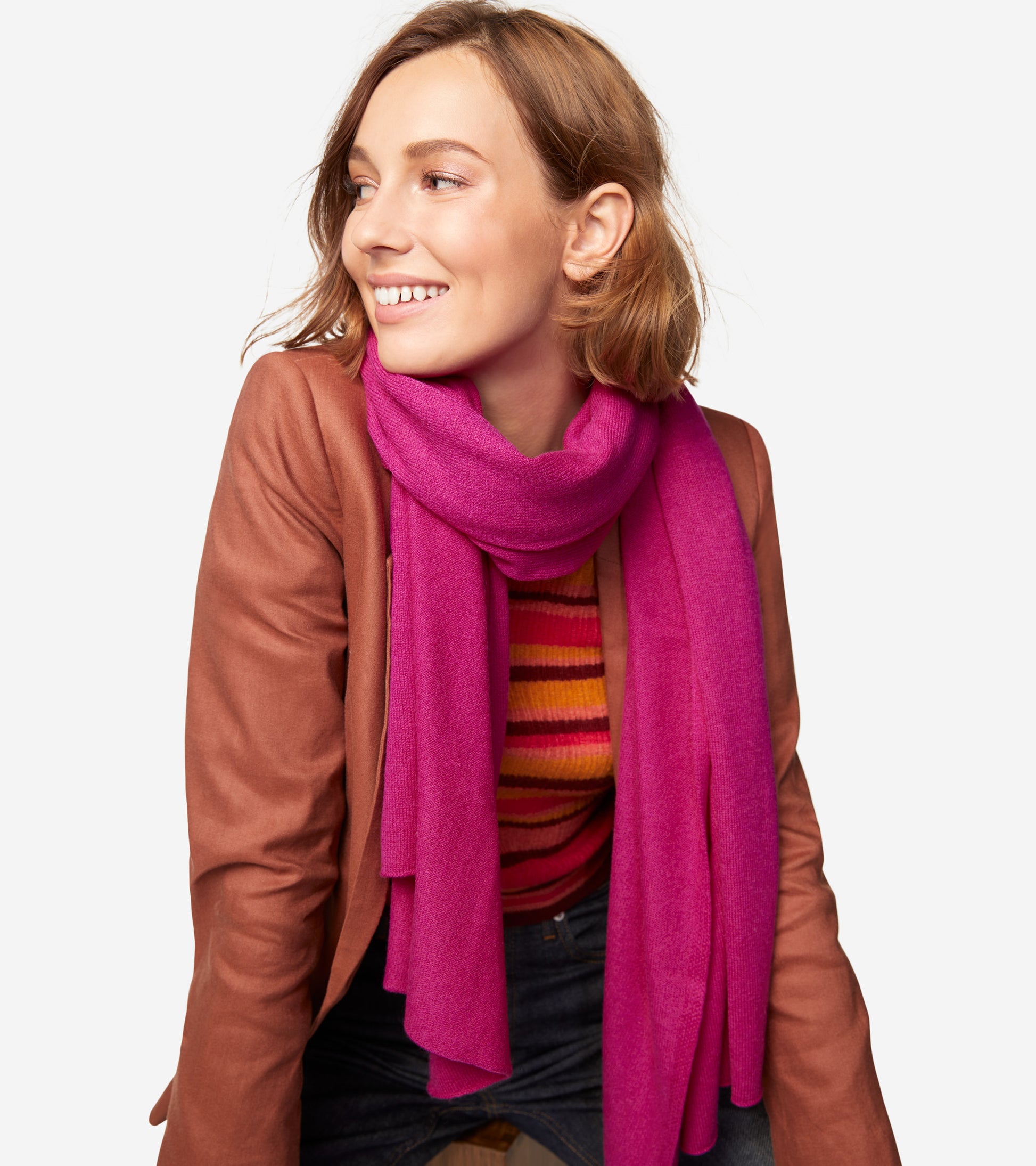 ColeHaan-GRANDSERIES Cashmere Wool Travel Wrap-u05554-Fuchsia