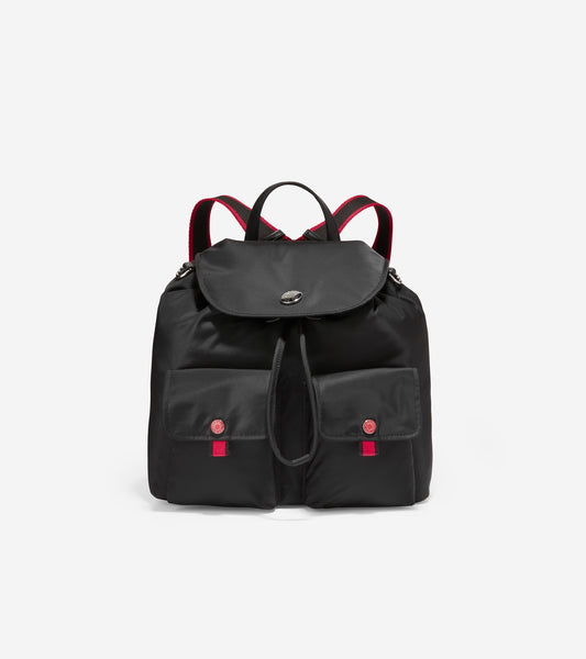 u05599-Nylon Flap Backpack-Black