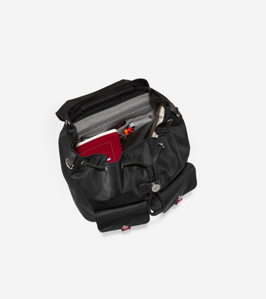 u05599-Nylon Flap Backpack-Black