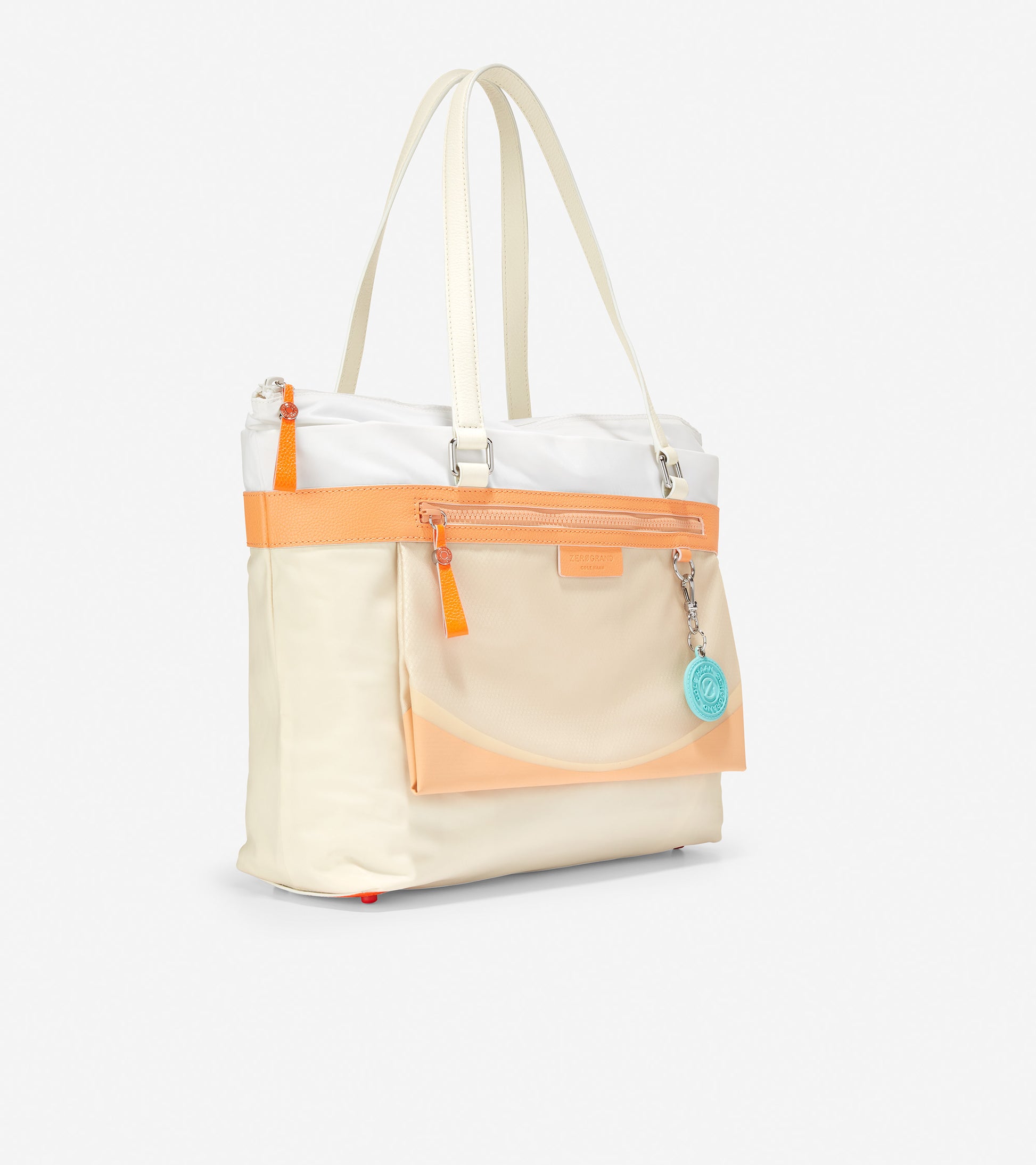 ColeHaan-Radiant Nylon Tote-u05866-Vibrant Orange-White Cap