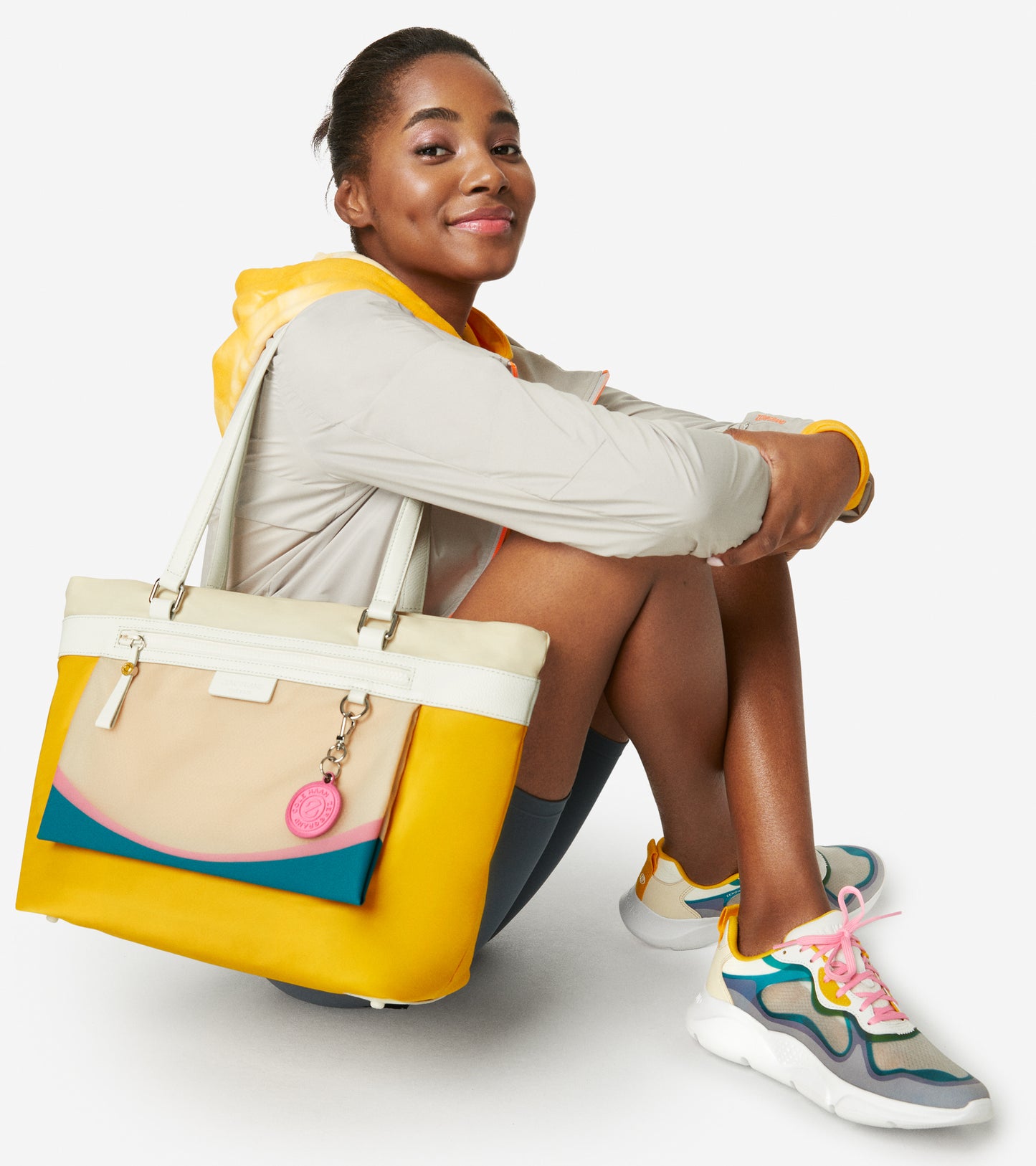 ColeHaan-Radiant Nylon Tote-u05867-White Cap-Golden Rod