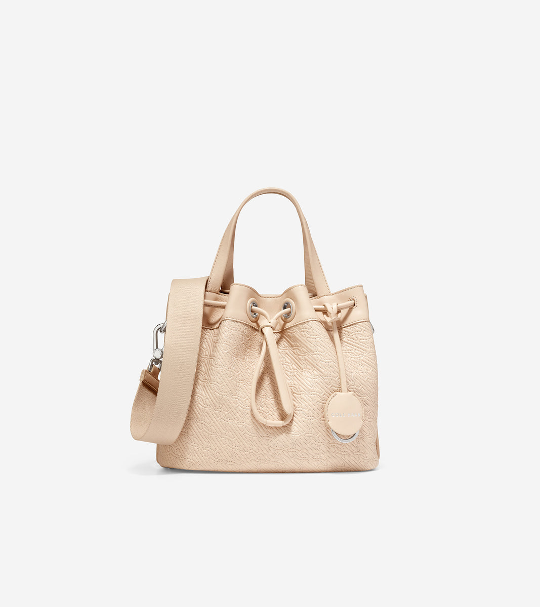 u06036-Quilted Logo Small Bucket Bag-Oat