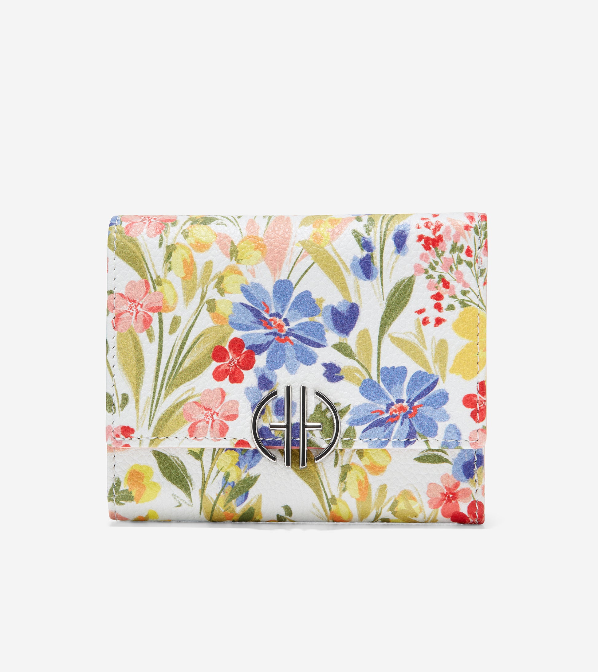 u06221-Small Tri-Fold Wallet-White Floral Print