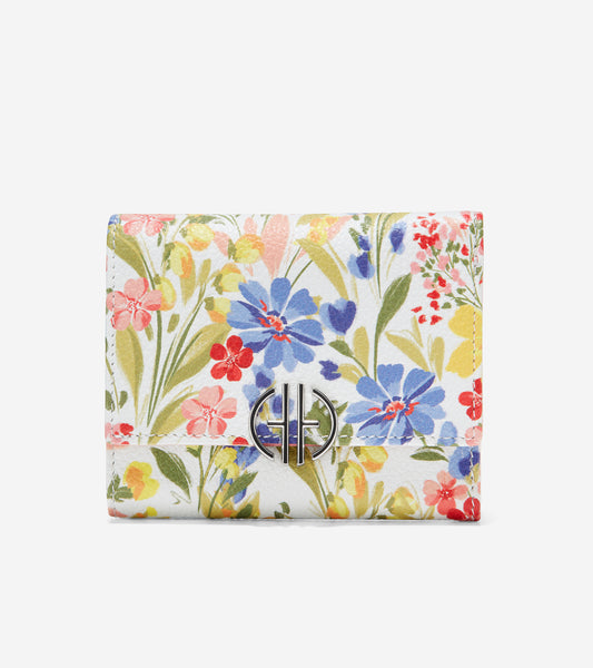 u06221-Small Tri-Fold Wallet-White Floral Print