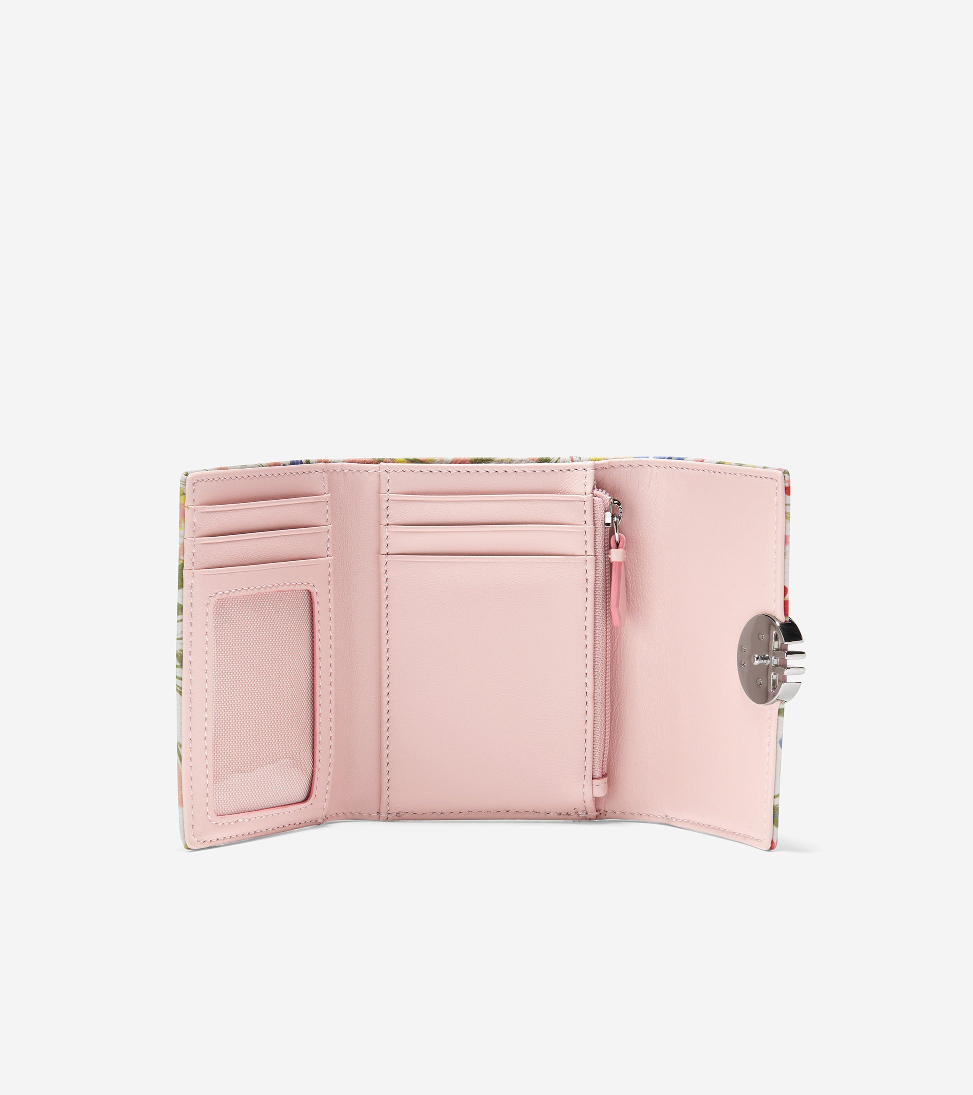 u06221-Small Tri-Fold Wallet-White Floral Print