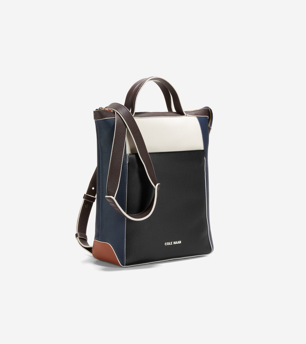 u06291-Grand Ambition Small Convertible Luxe Backpack-Navy Blazer-Ivory-Chocolate