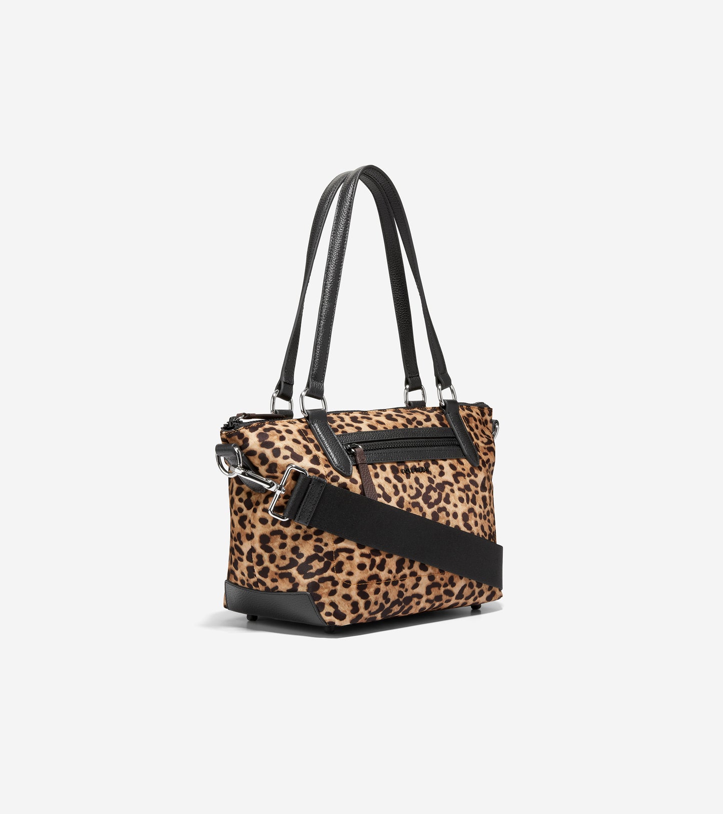 u06302-Small Sport Soft Zip Top Tote-Leopard Print-Black-Chocolate