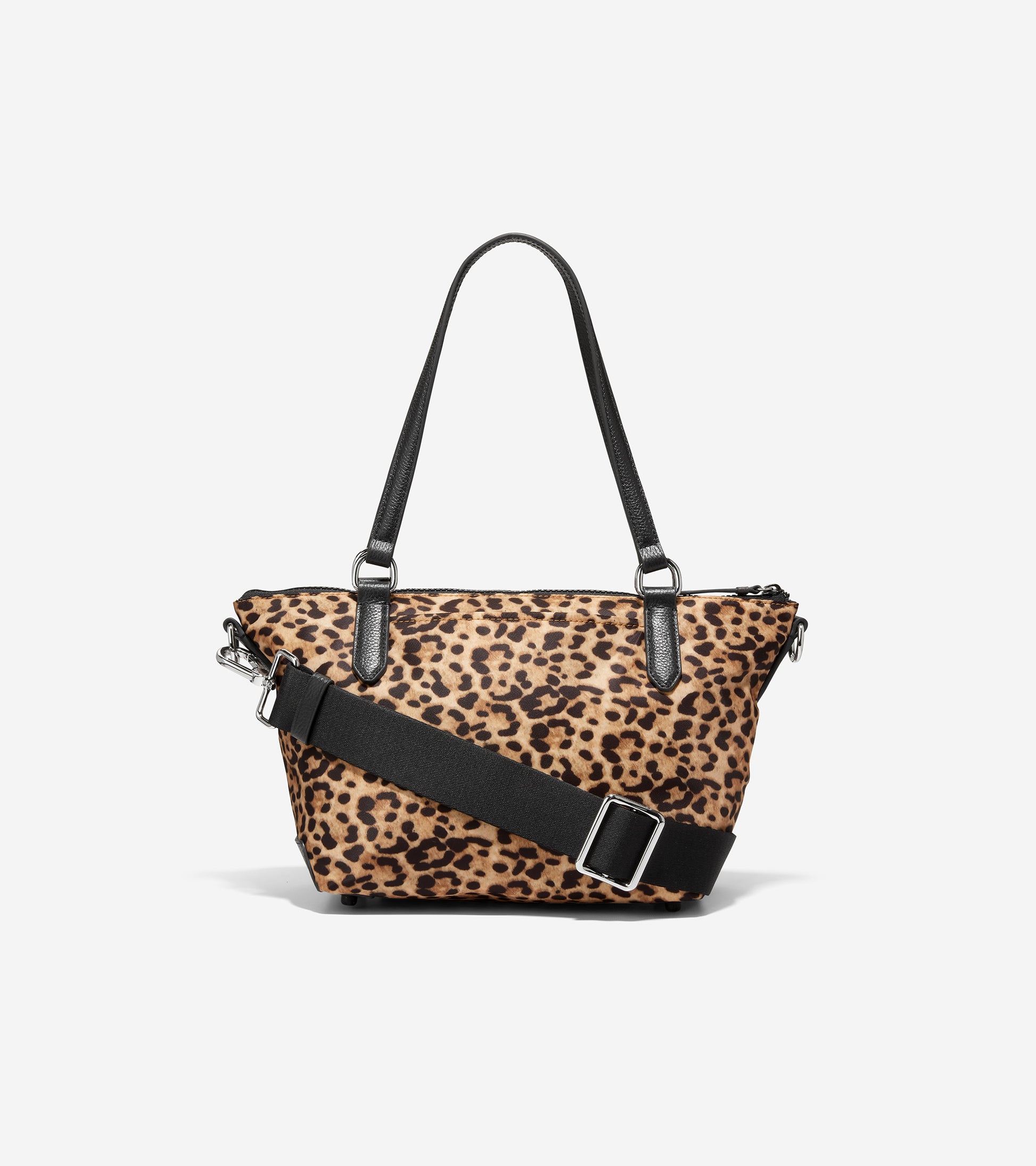 u06302-Small Sport Soft Zip Top Tote-Leopard Print-Black-Chocolate