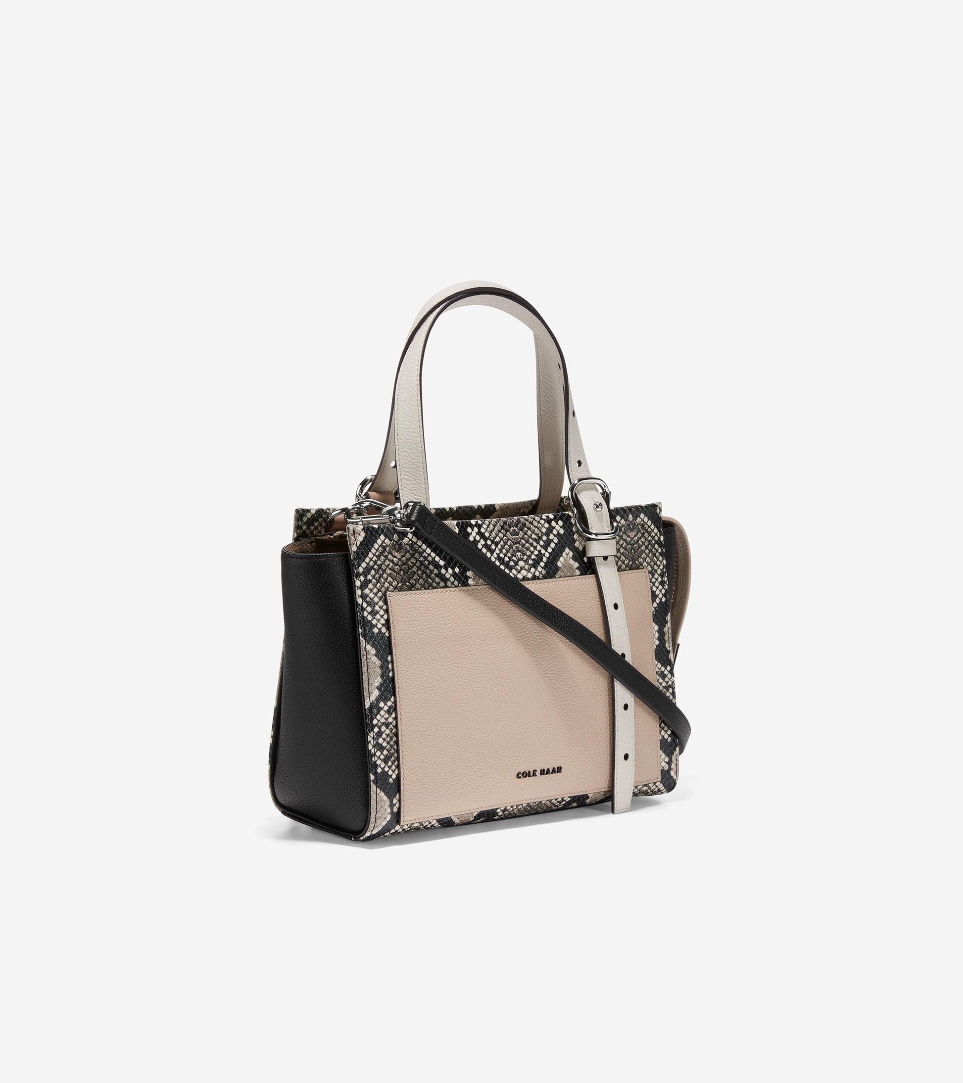 U06323-Small 3-in-1 Tote-Snake Print-Black-Birch