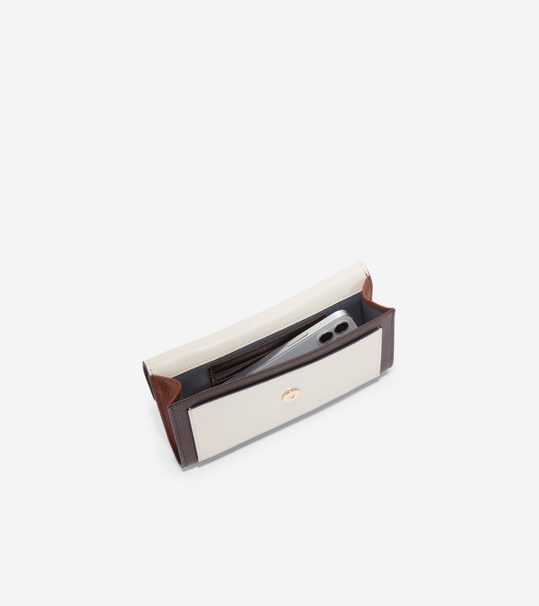 u06384-Oversized Closure Phone Case-Navy Blazer-Ivory-Chocolate