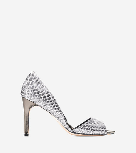 ColeHaan-Antonia Open Toe Pump (85mm)-w01497-Silver-gunmetal Glitter