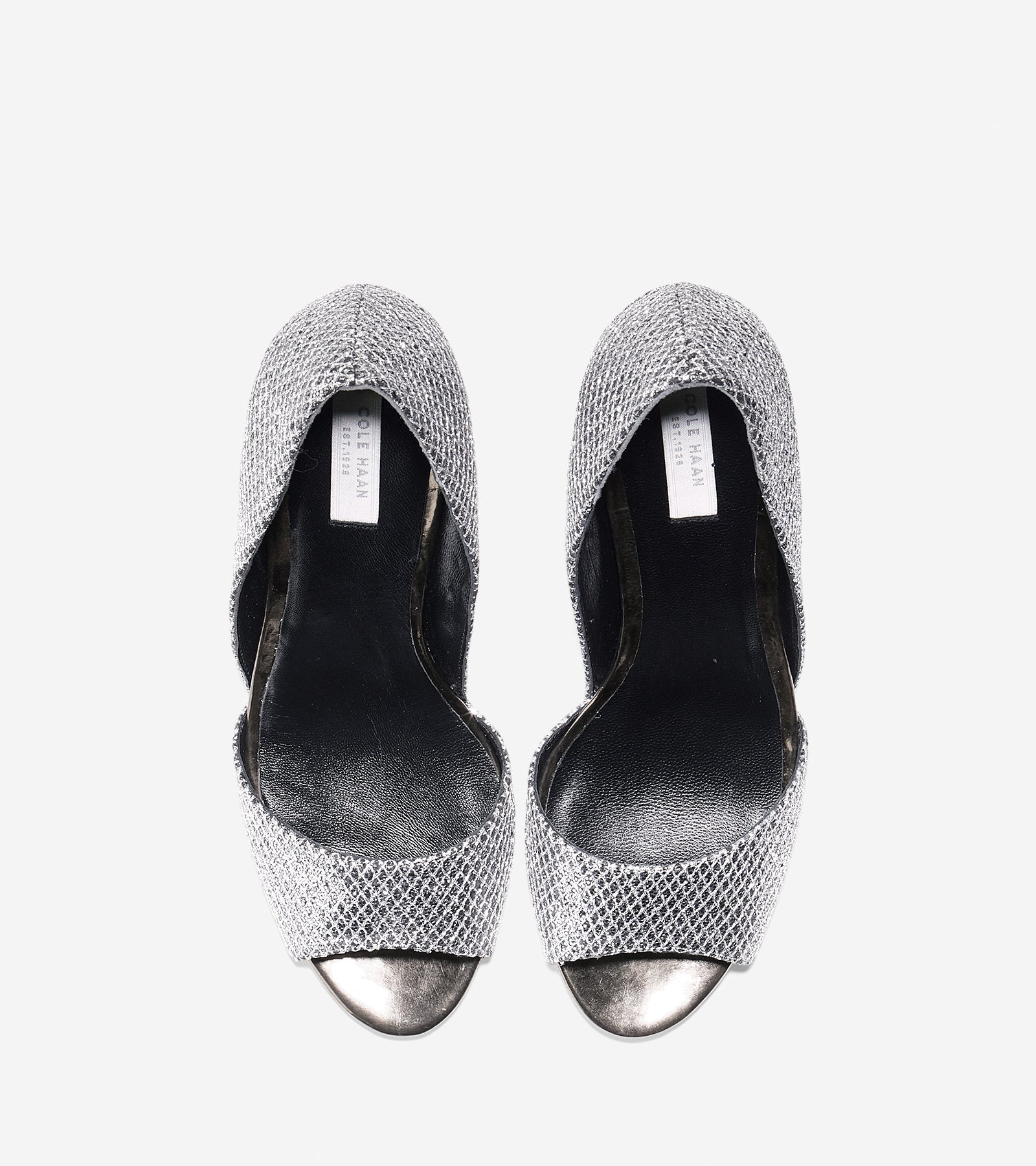 ColeHaan-Antonia Open Toe Pump (85mm)-w01497-Silver-gunmetal Glitter