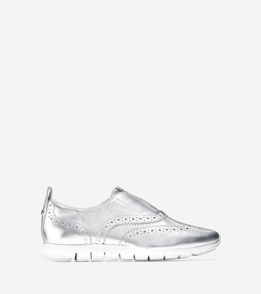 ColeHaan-Women's ZERØGRAND Slip On Wingtip-w01825-Argento Metallic