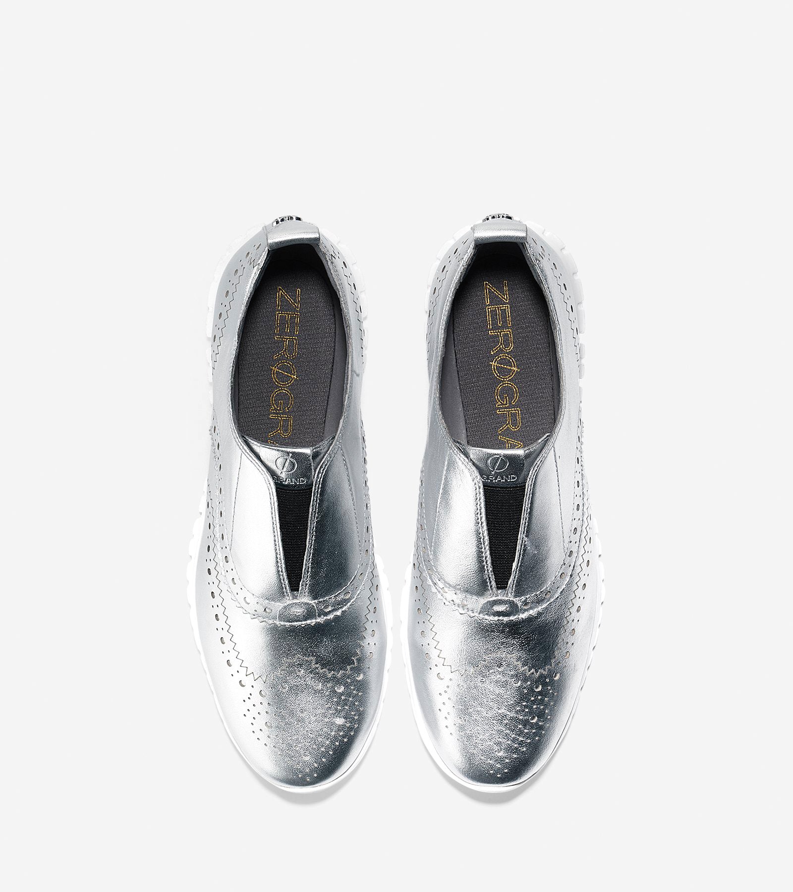 ColeHaan-Women's ZERØGRAND Slip On Wingtip-w01825-Argento Metallic