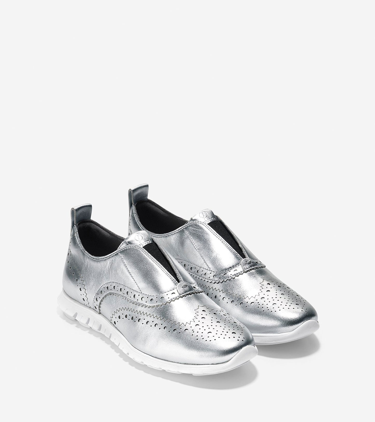 ColeHaan-Women's ZERØGRAND Slip On Wingtip-w01825-Argento Metallic