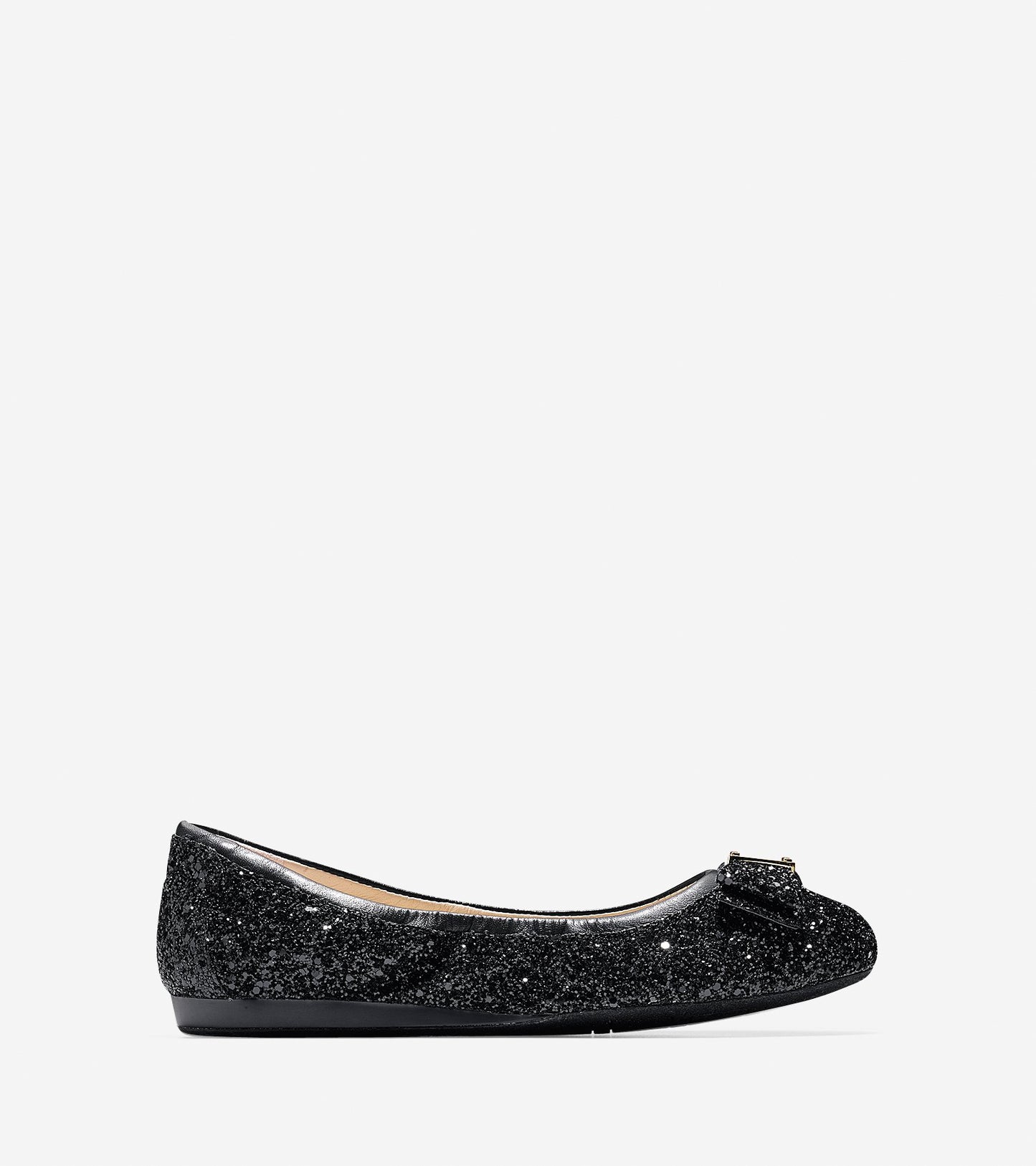 ColeHaan-Tali Bow Ballet Flat-w04868-Black Glitter