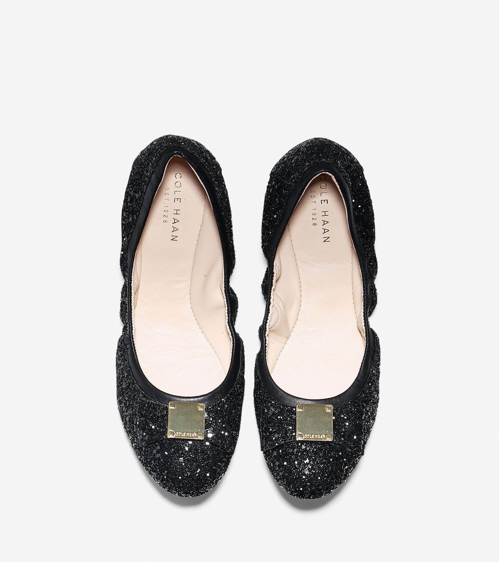 ColeHaan-Tali Bow Ballet Flat-w04868-Black Glitter