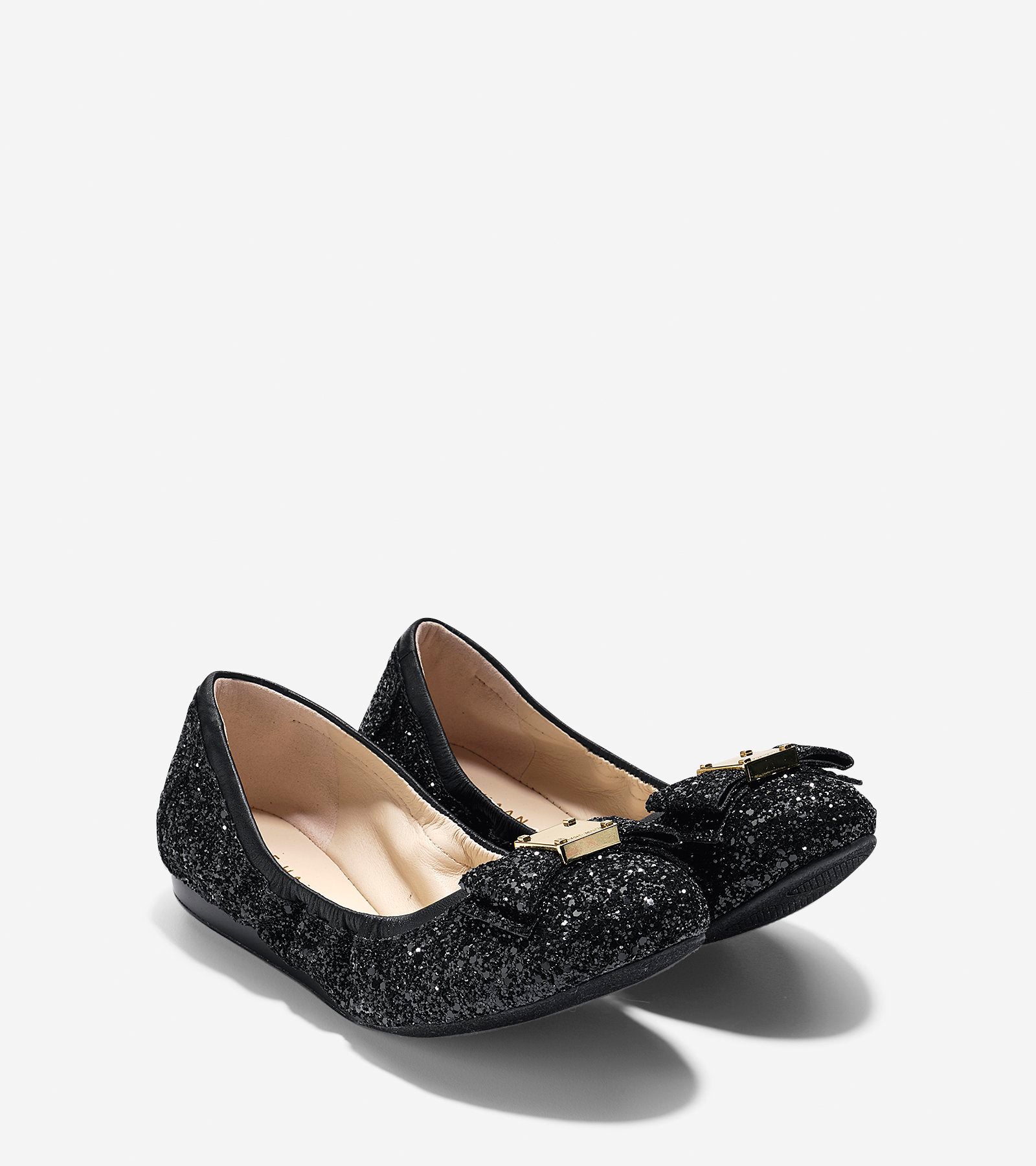 ColeHaan-Tali Bow Ballet Flat-w04868-Black Glitter