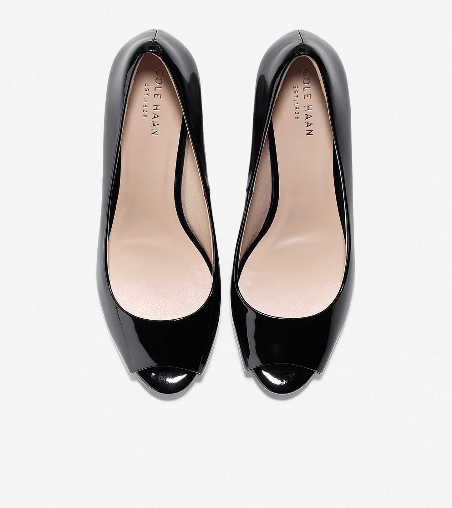 ColeHaan-Sadie Open Toe Wedge-w06551-Black Patent