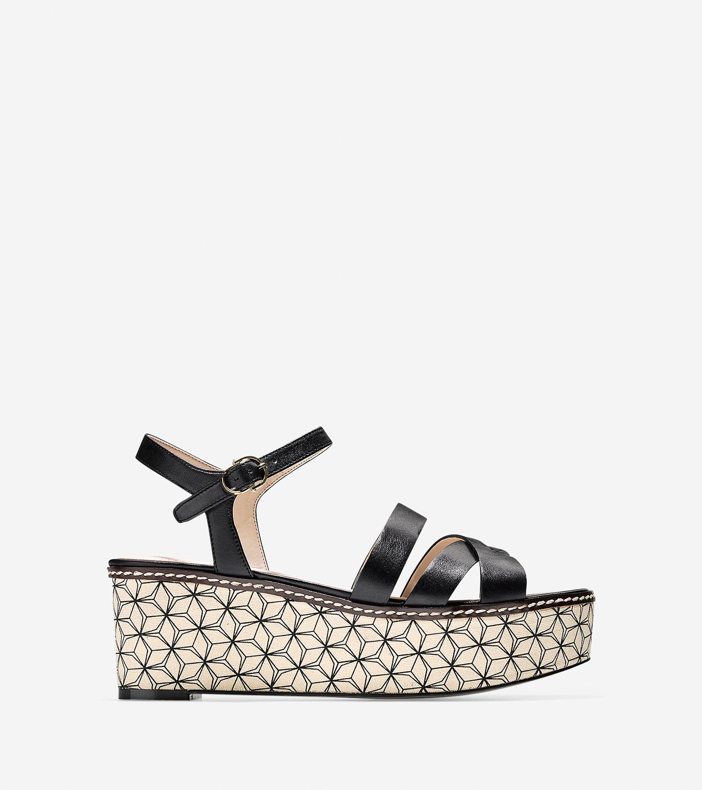 ColeHaan-Jianna Wedge Sandal (55mm)-w06867-Black Leather-prism Print