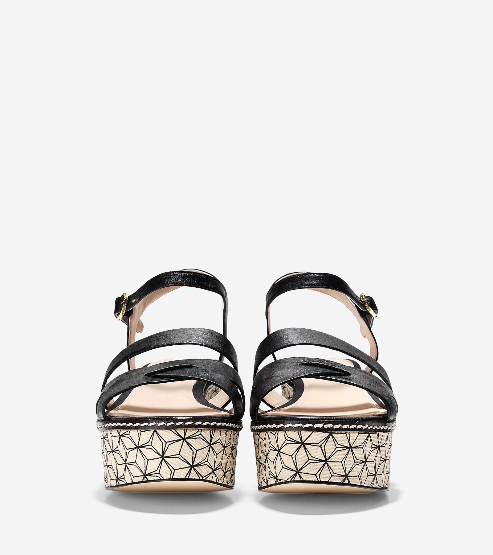 ColeHaan-Jianna Wedge Sandal (55mm)-w06867-Black Leather-prism Print