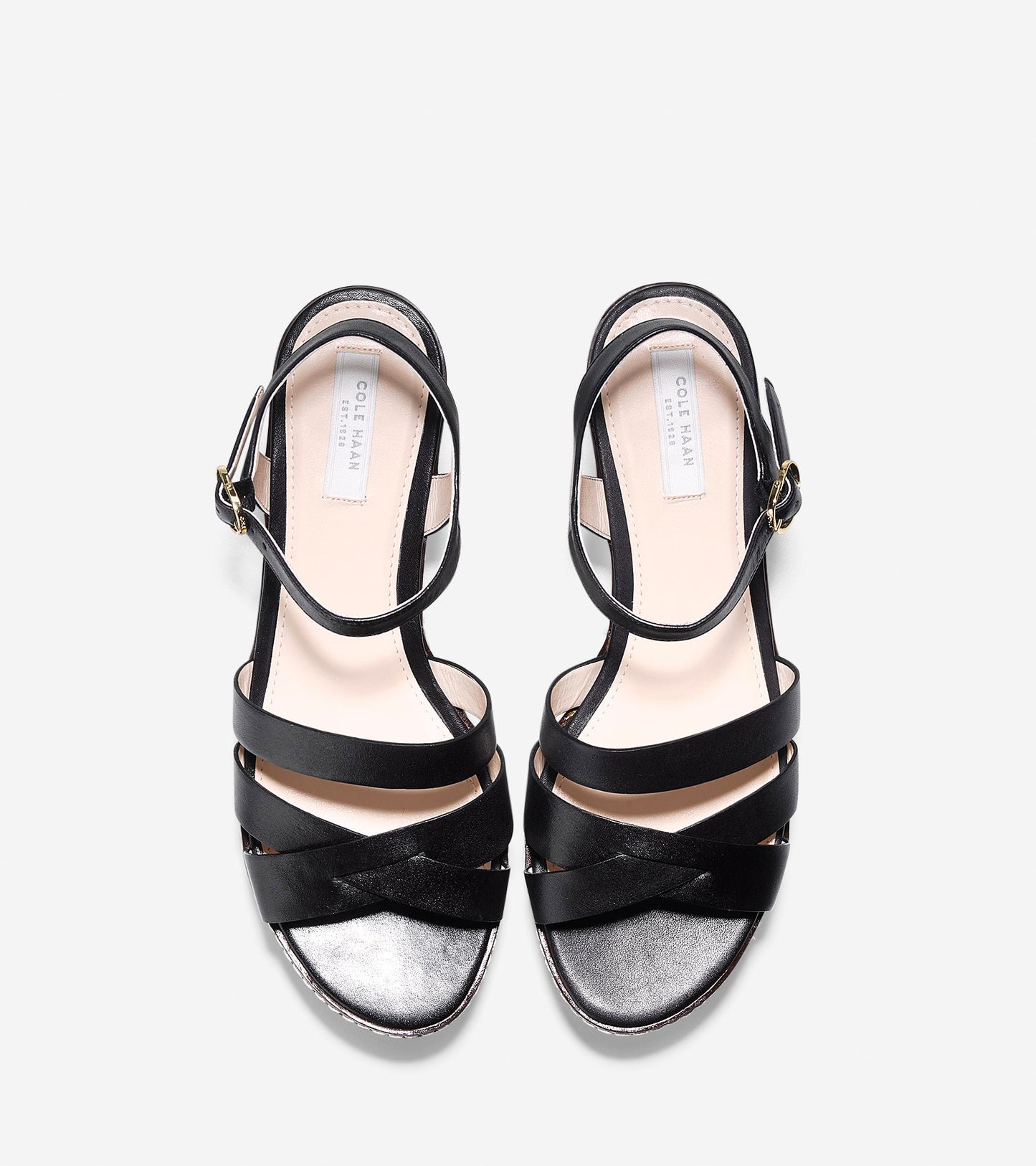 ColeHaan-Jianna Wedge Sandal (55mm)-w06867-Black Leather-prism Print